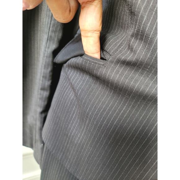 Laundry Women 2 Piece Suit Size 8 Black Wool Striped Long Sleeve Single Breasted - Picture 12 of 14